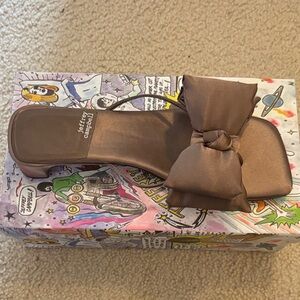 Jeffrey Campbell Chocolate Brown Satin Knot Slide